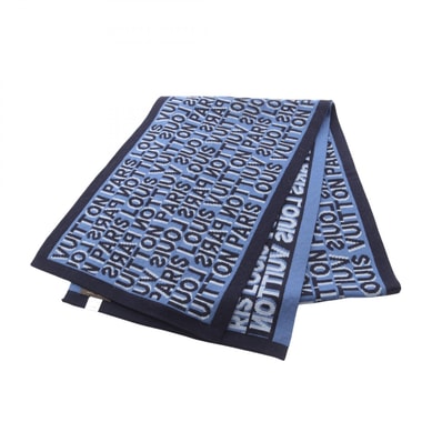 ルイ・ヴィトン LOUIS VUITTON エシャルプ LVタグ マフラー 衣料品 ウール メンズ ネイビー系 / ブルー系 【中古】