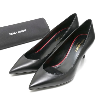SAINT LAURENT PARIS サンローランパリ アニヤ パンプス サイズ37 1/2 ポインテッドトゥ ピンヒール ブラック レザー 靴 ブランド古着【中古】20250722/RA5627