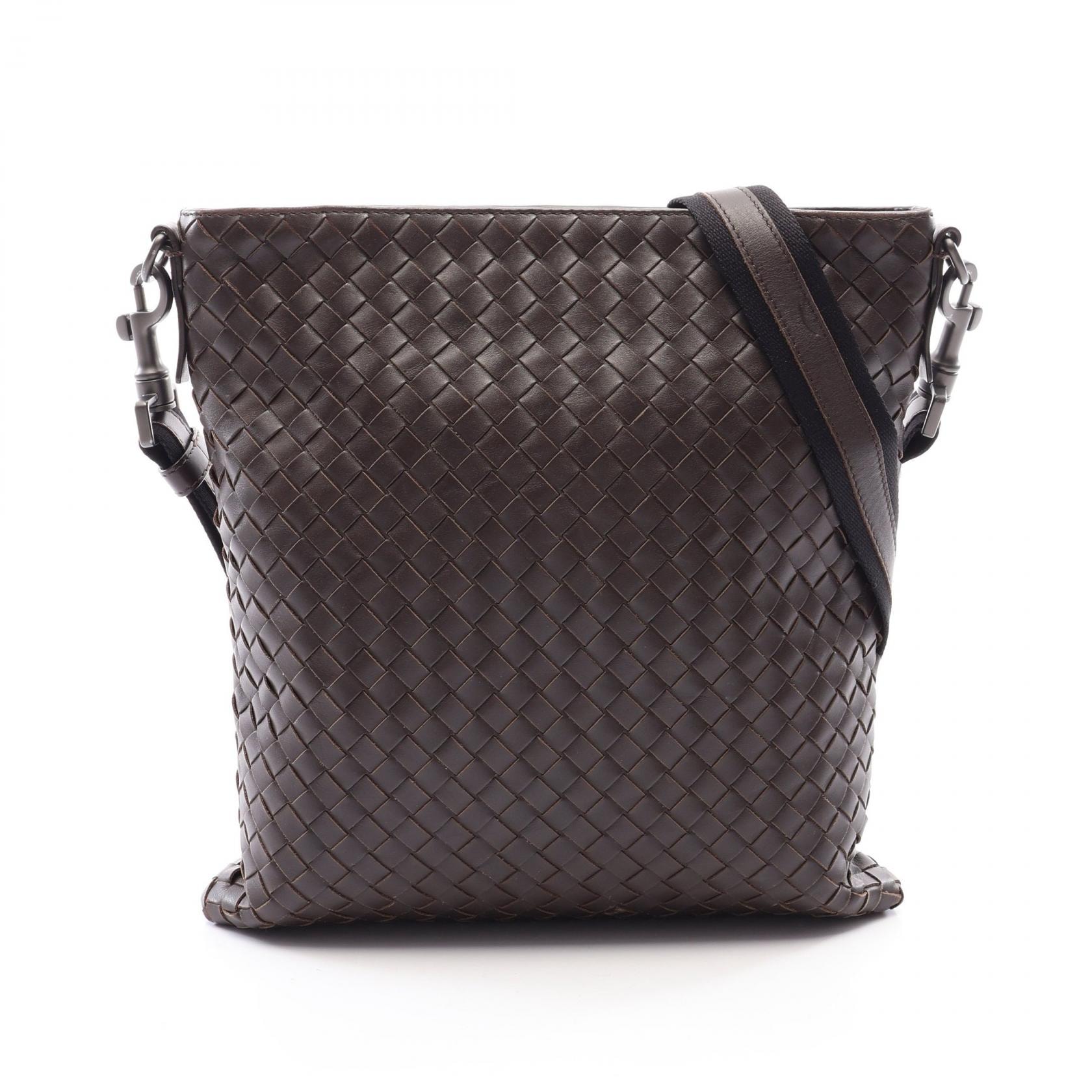 ボッテガヴェネタ BOTTEGA VENETA イントレチャート ショルダーバッグ バッグ レザー メンズ ブラウン系 【中古】