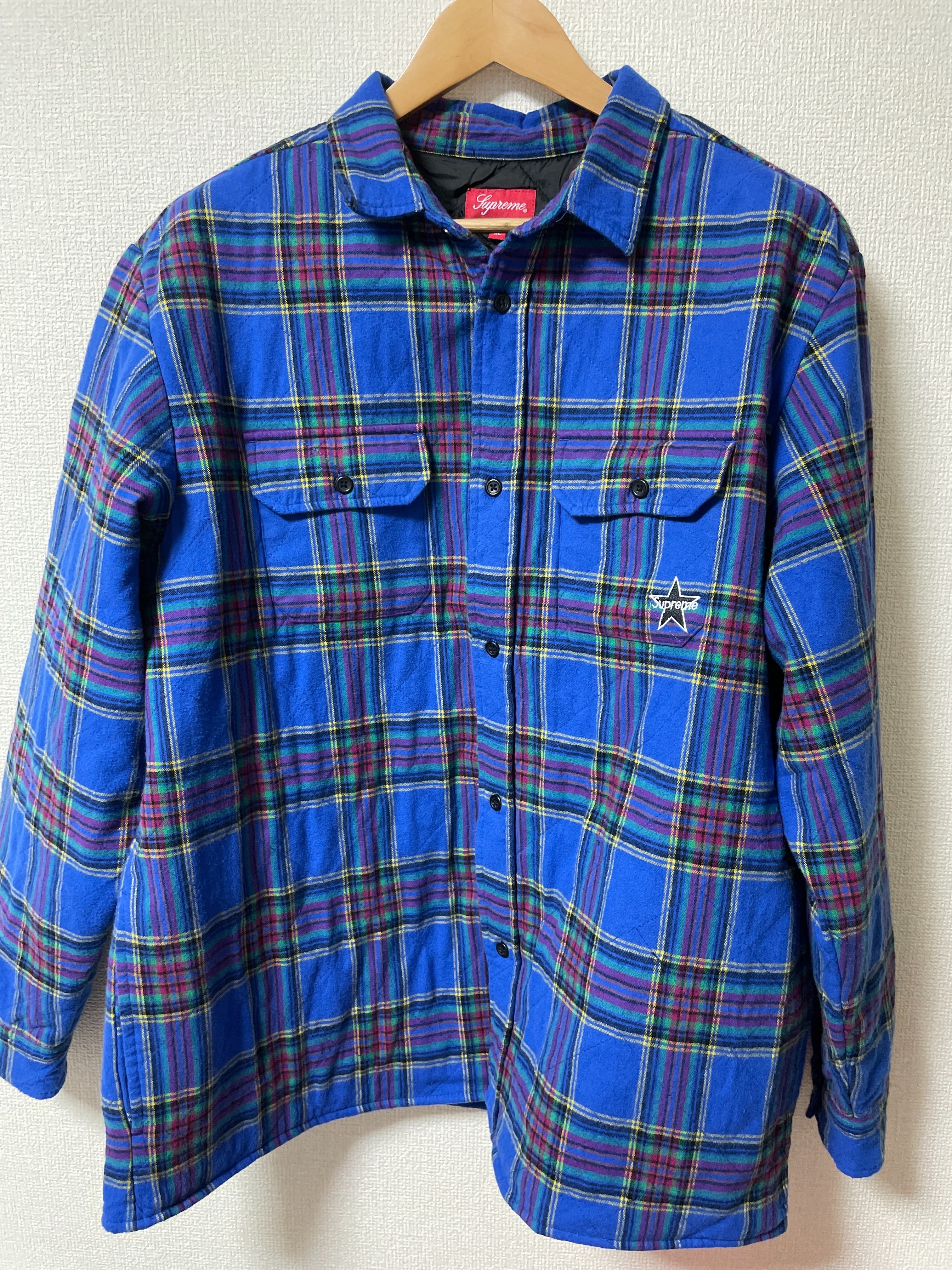 Supreme Quilted Plaid Flannel Shirt "Dusty Royal"