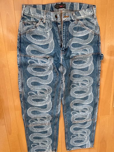 Supreme x HYSTERIC GLAMOUR Snake Double Knee Denim Painter Pant "Blue"