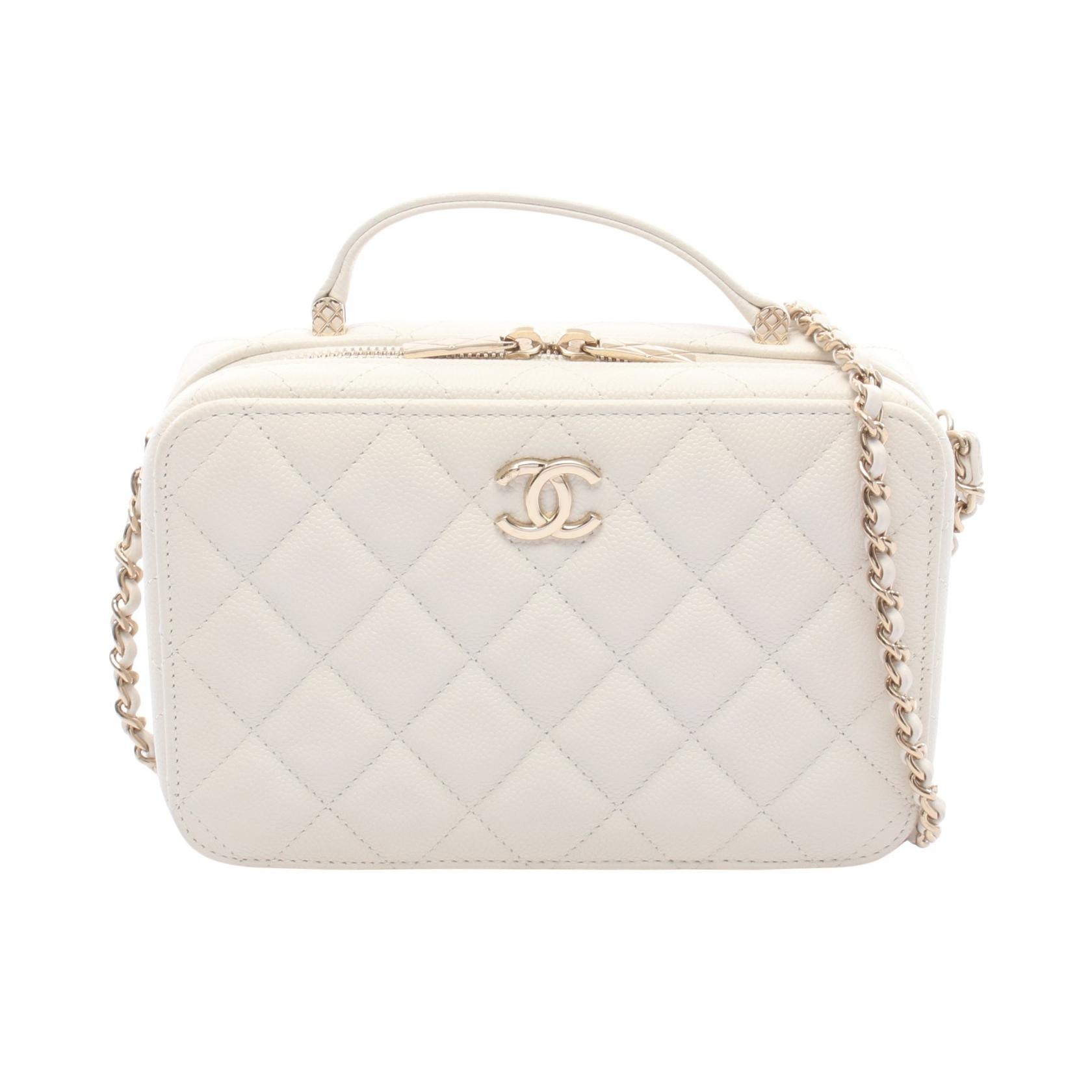 シャネル CHANEL マトラッセ バニティ トップハンドル 2WAY ショルダーバッグ バッグ キャビアスキン(グレインドカーフ) レディース ホワイト系 【中古】