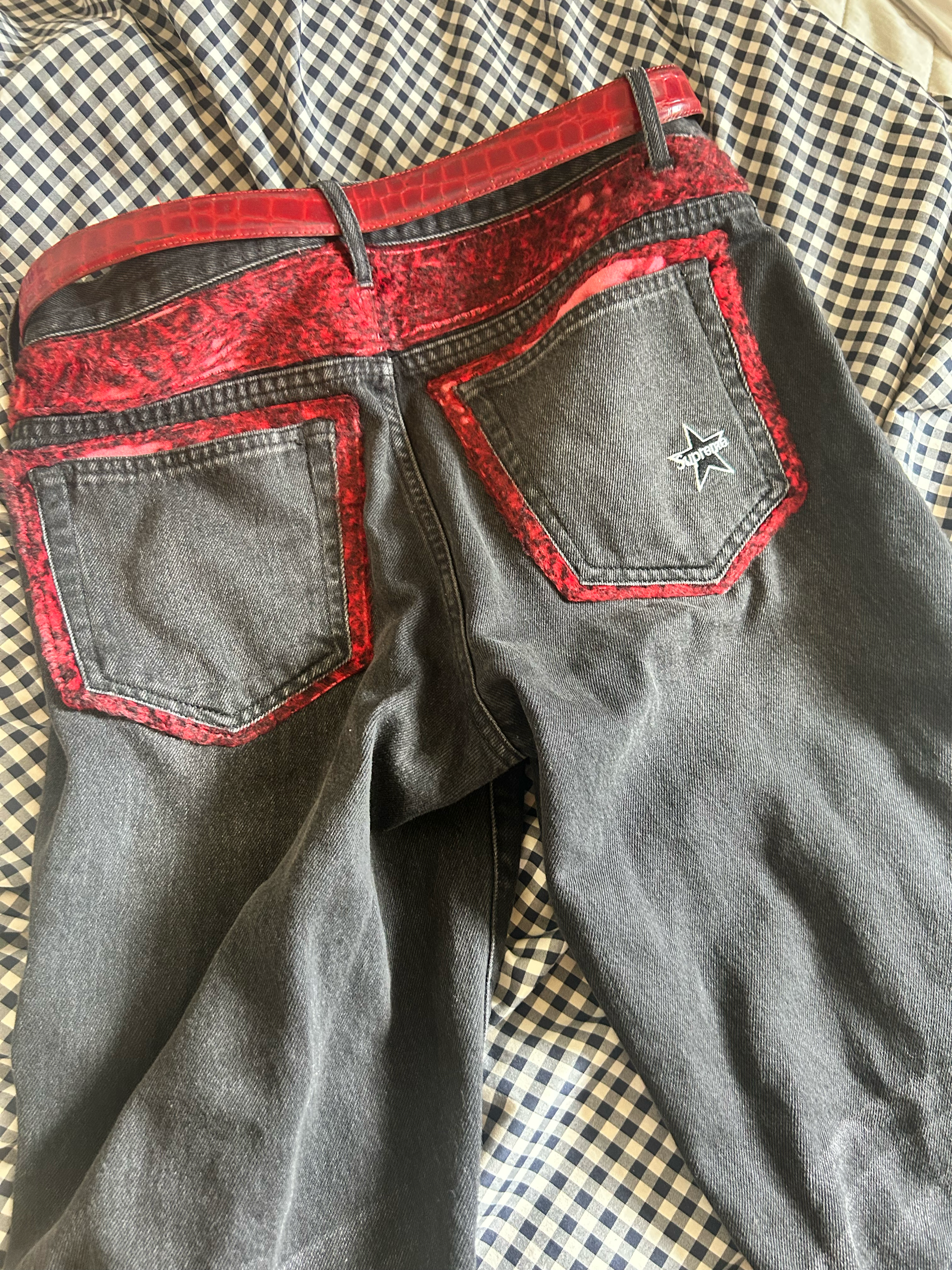 Supreme Leopard Faux Fur Loose Fit Jean "Washed Black"