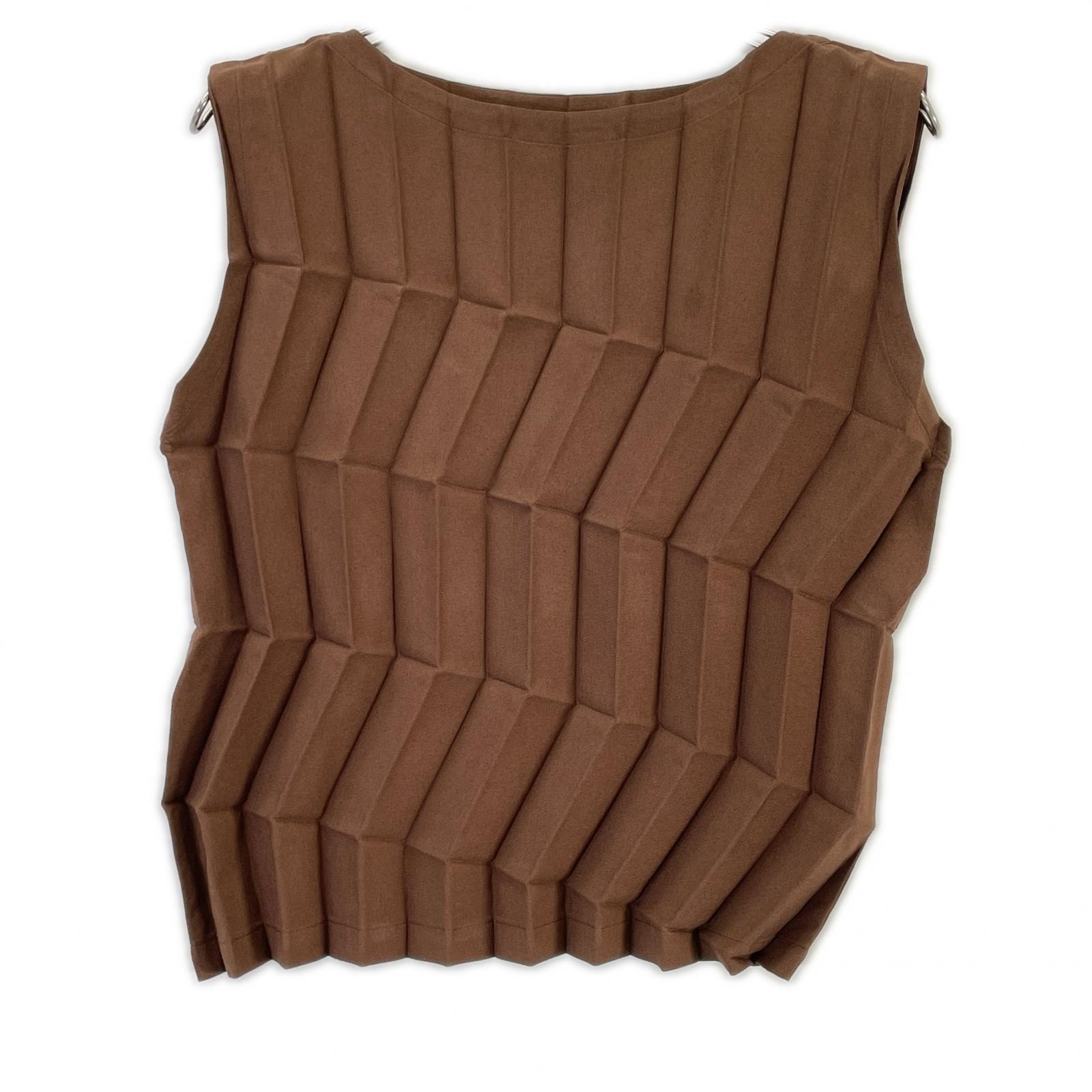 ミーイッセイミヤケ MI61FR701 ブラウン ZIG ZAG PLEATS トップス なし