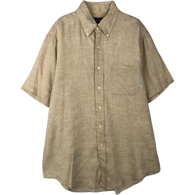 古着 ブルックスブラザーズ Brooks Brothers 半袖 リネン ボタンダウンシャツ メンズM相当/eaa641267
