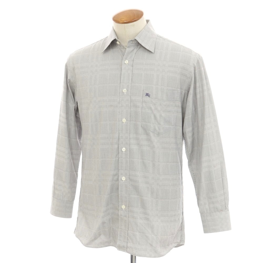 【中古】バーバリーロンドン BURBERRY LONDON コットン チェック レギュラーカラー カジュアルシャツ グレー【サイズM】【メンズ】