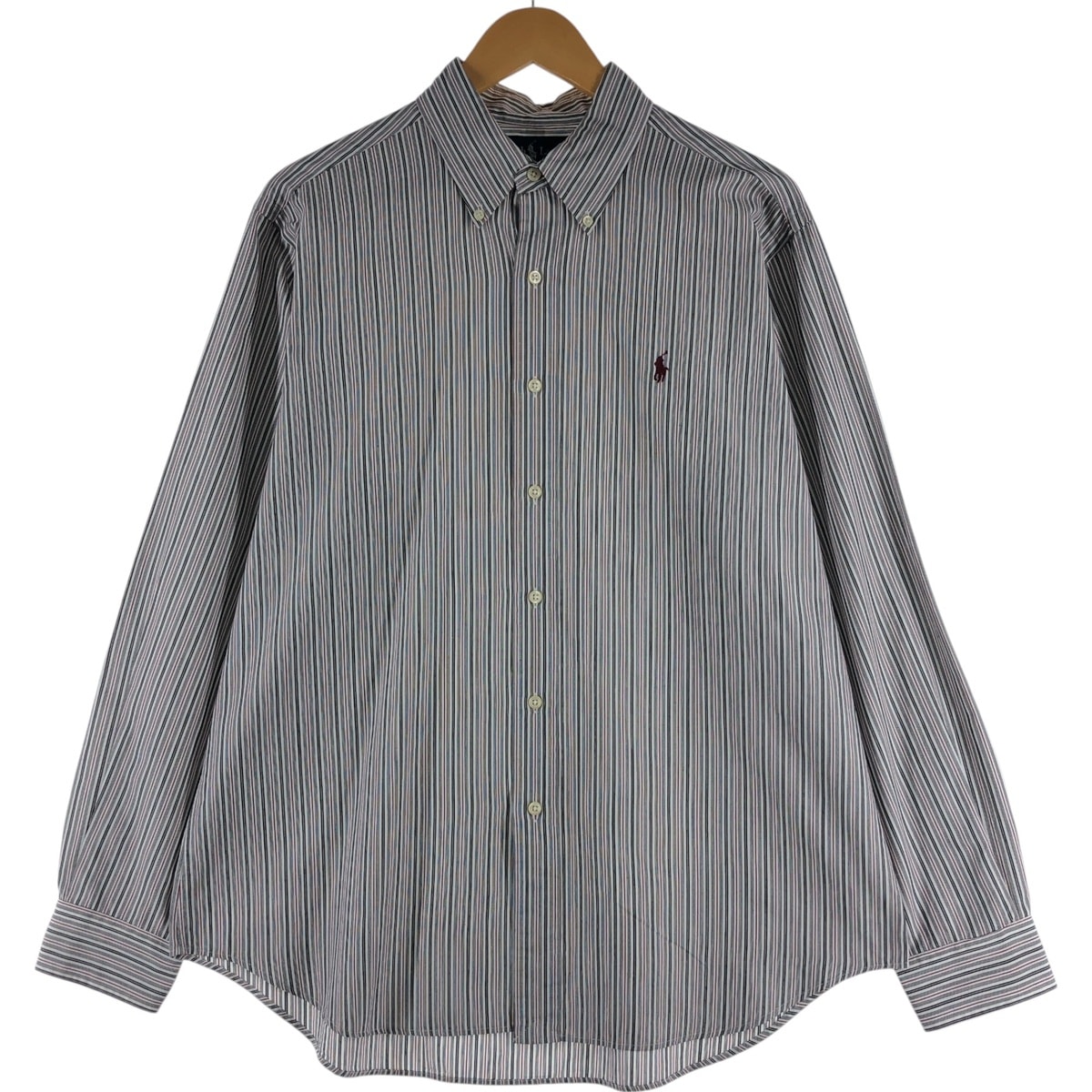 古着 ラルフローレン Ralph Lauren CLASSIC FIT 長袖 ボタンダウンストライプシャツ メンズL相当/eaa534793