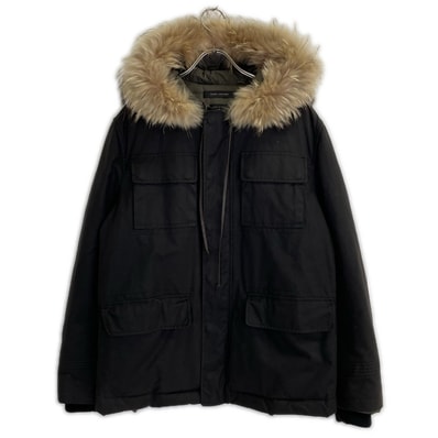 マーク ジェイコブス ブラック ファー付き オイルド ダウンジャケット