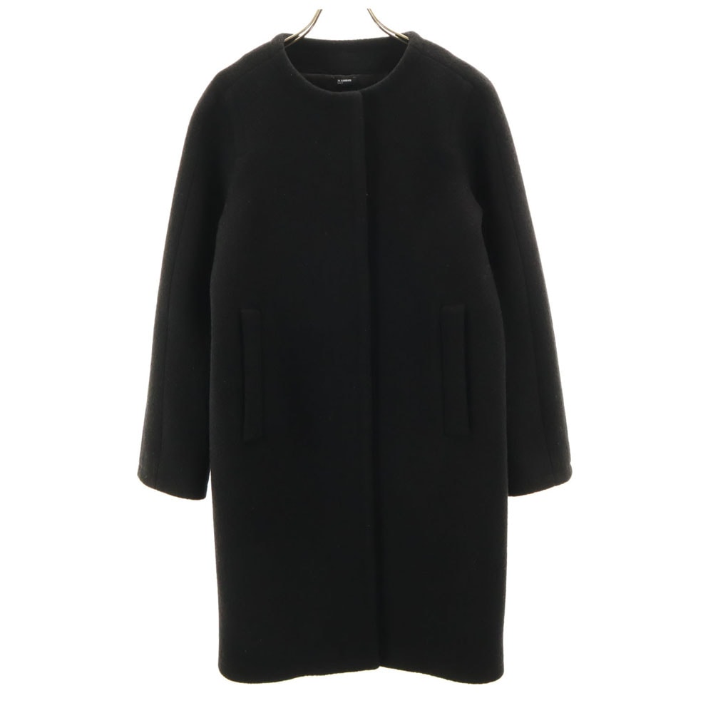 JIL SANDER NAVY ジルサンダーネイビー イタリア製 ノーカラーコート 34 ブラック