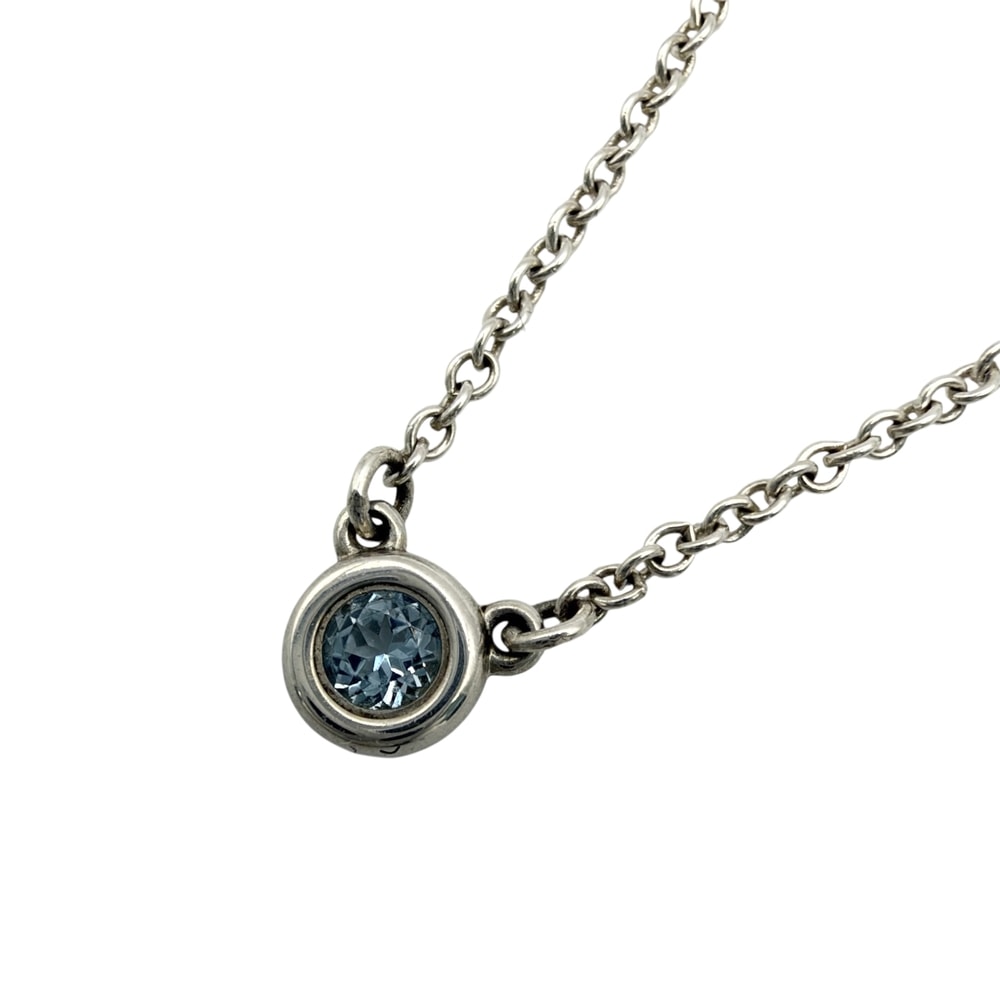 TIFFANY&Co. ティファニー ネックレス バイザヤード アクセサリー ジュエリー シルバー925 アクアマリン レディース 約1.6g【中古品】