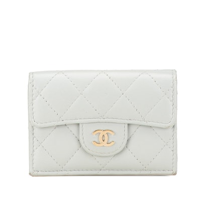 シャネル マトラッセ クラシック スモール フラップ ウォレット 三つ折り財布 AP0231 グレー ラムスキン レディース CHANEL 【中古】