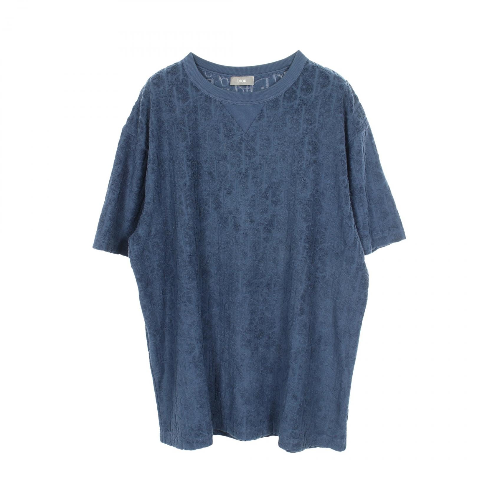 ディオール Dior オブリーク パイル 半袖Tシャツ 衣料品 トップス コットン メンズ ブルー系 113J692A0614 【中古】
