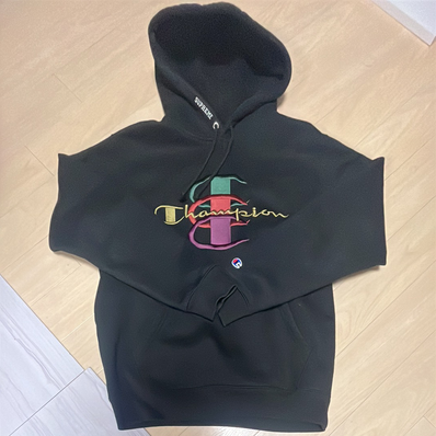 Supreme Champion Stacked C Hooded Sweatshirt "Black"
