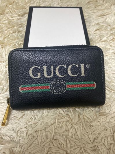 GUCCI Vintage Logo Print Coin Case "Black"