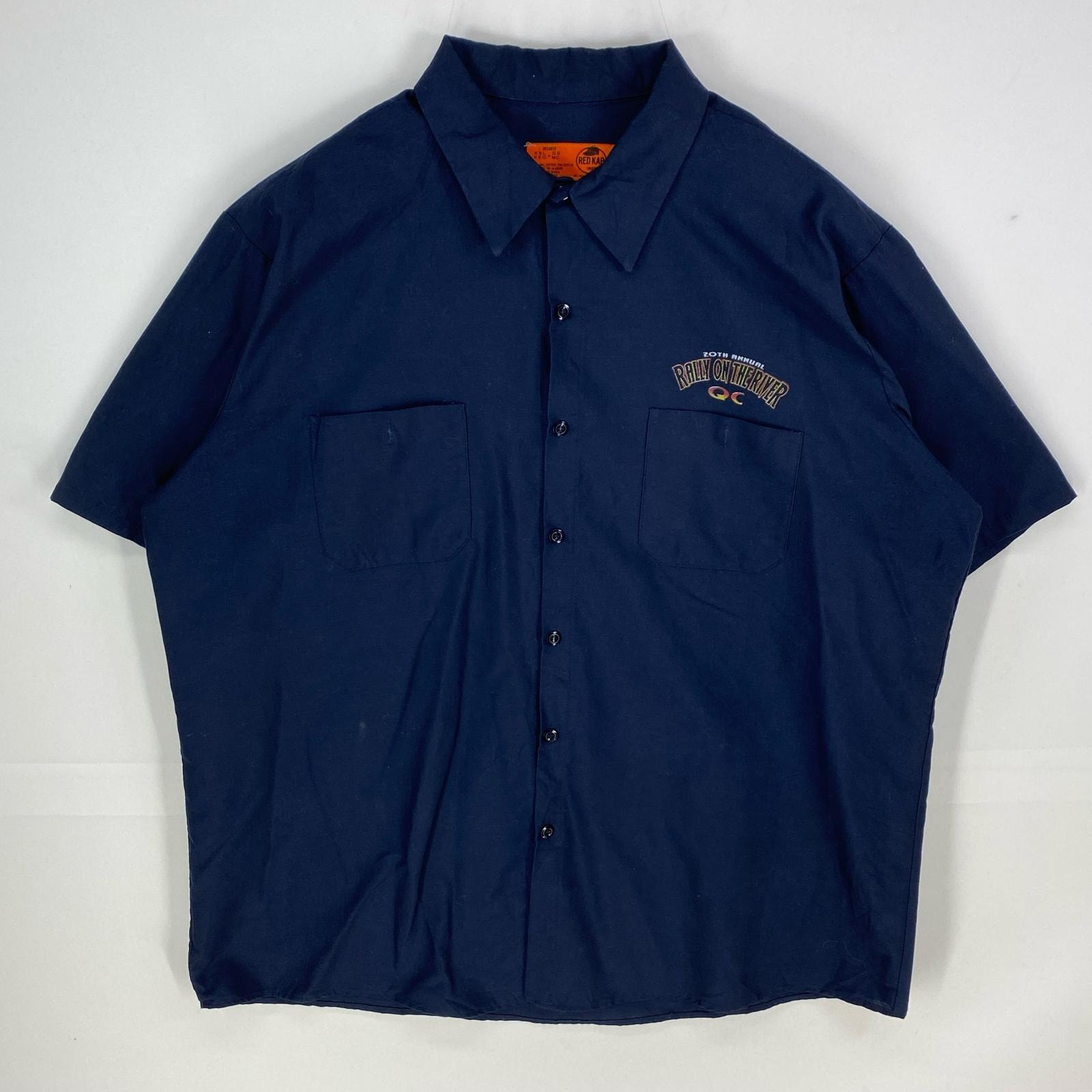 古着 レッドキャップ RED KAP 半袖シャツ Rally on the Rivers イベント バックプリント 2XL  ネイビー系 バックプリント メンズ
