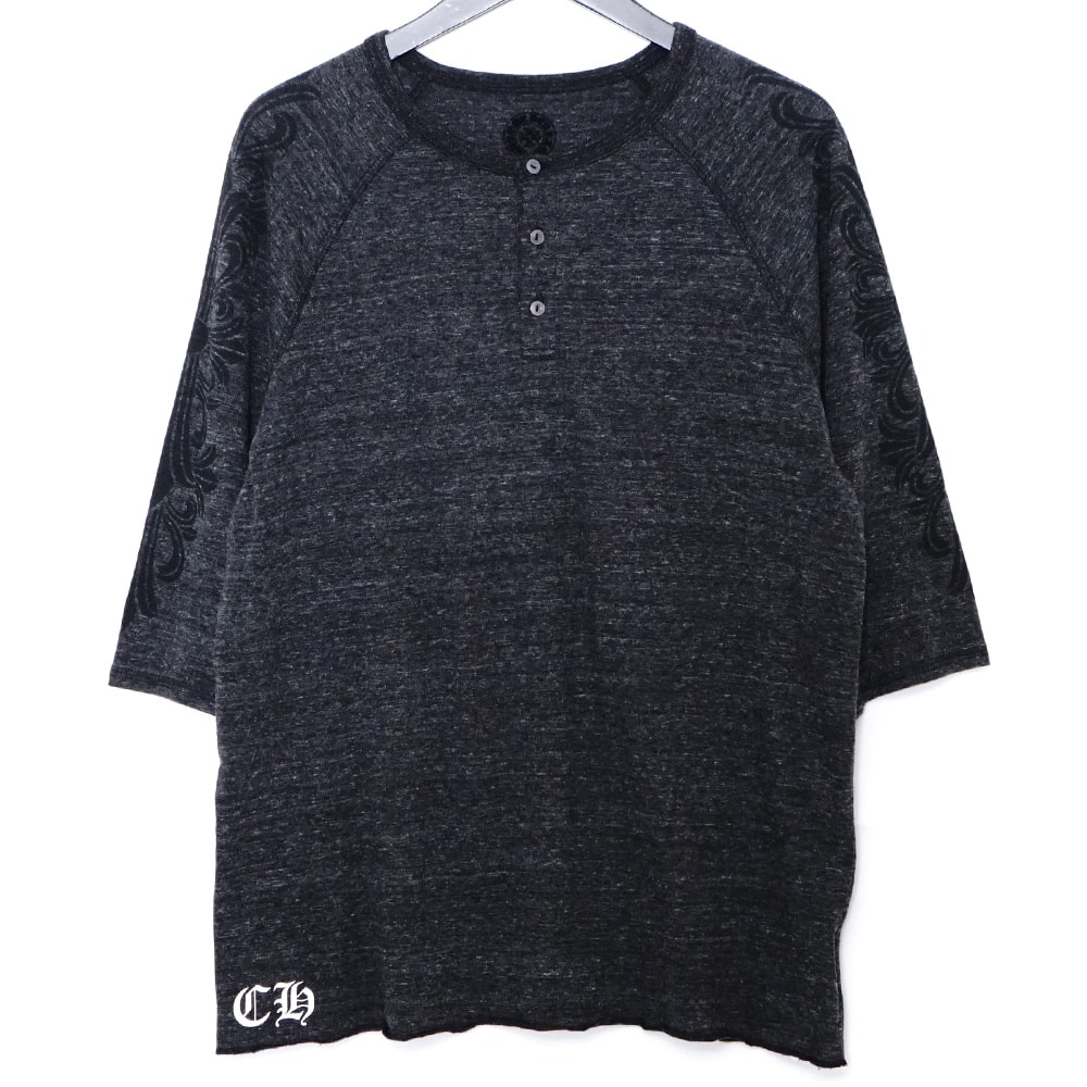 CHROME HEARTS オールド スクロールラベルフローラルクロスプリントヘンリーネックカットソー