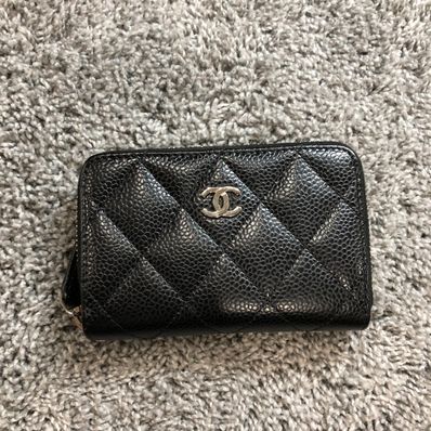 CHANEL Caviar Skin Matelasse Compact Zip Wallet ”Black”