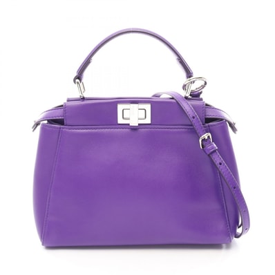 フェンディ FENDI ミニピーカブー 2WAY ハンドバッグ バッグ レザー レディース パープル系 8BN244 K4P 【中古】