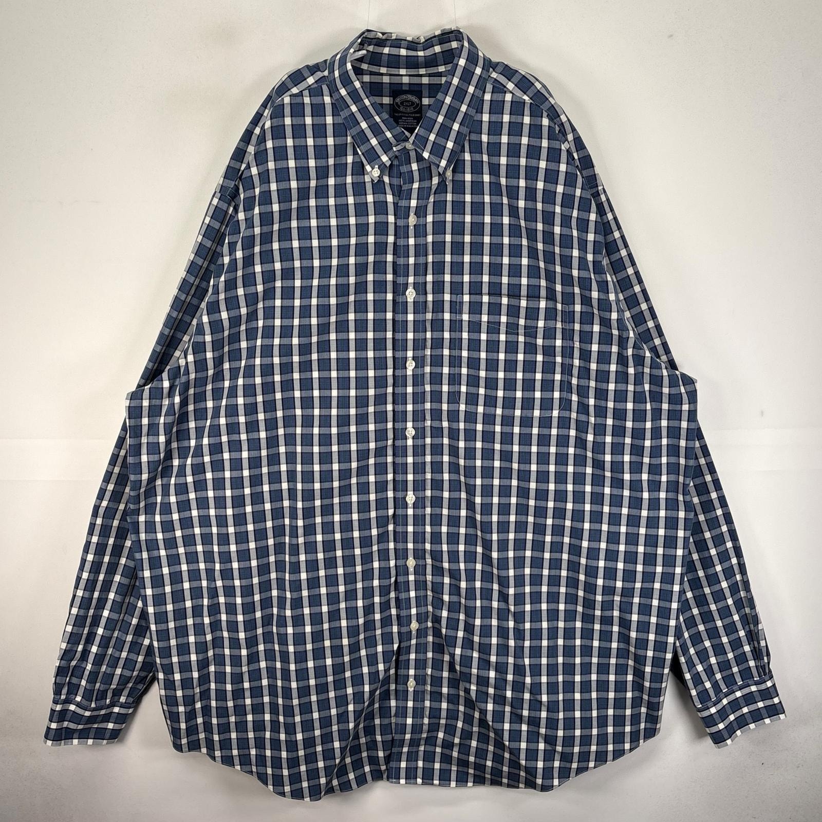 古着 ブルックスブラザーズ Brooks Brothers 長袖シャツ ボタンダウン 胸ポケット  ネイビー系 チェック メンズ