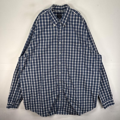 古着 ブルックスブラザーズ Brooks Brothers 長袖シャツ ボタンダウン 胸ポケット ネイビー系 チェック メンズ