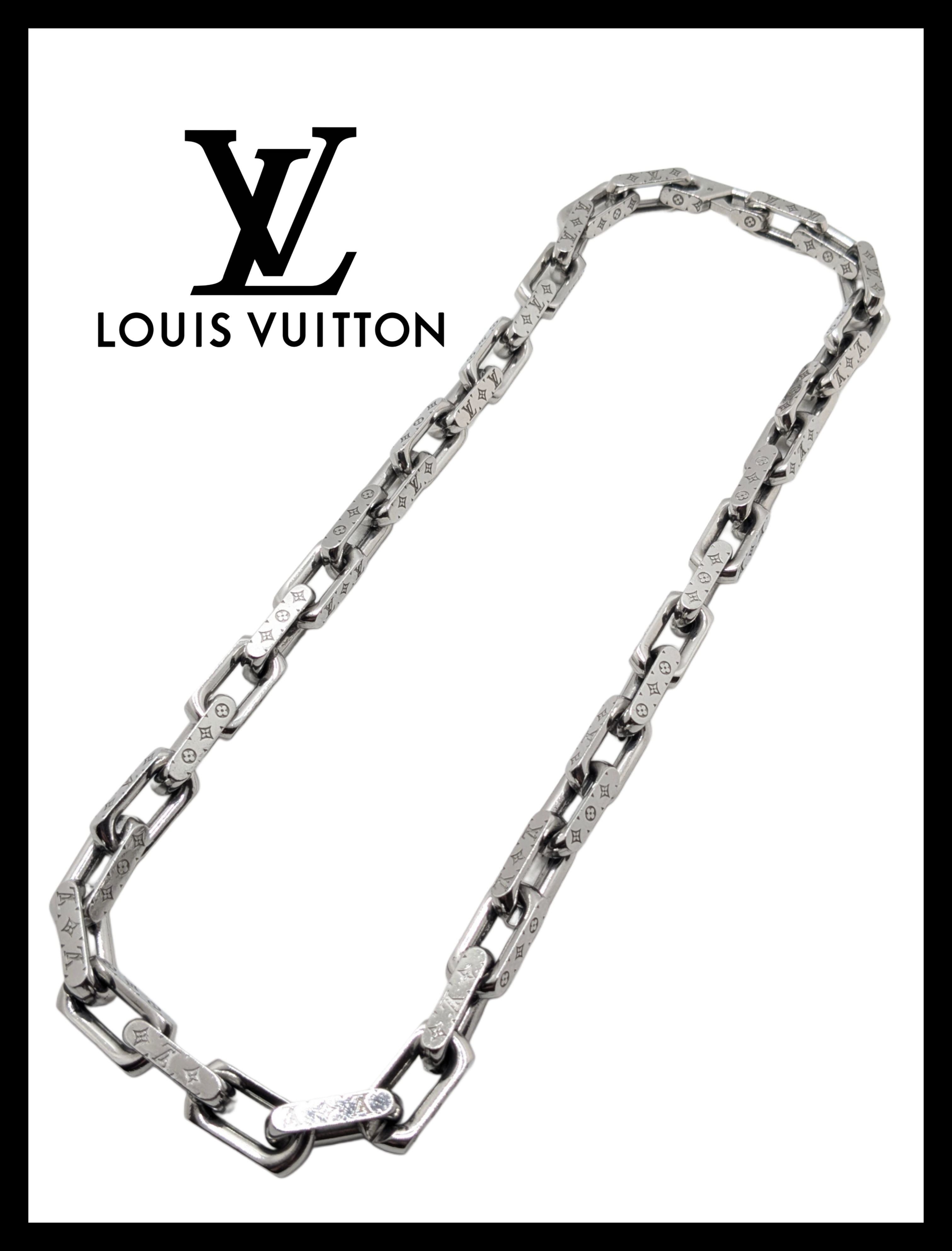 Louis Vuitton Monogram Chain Necklace "Silver"