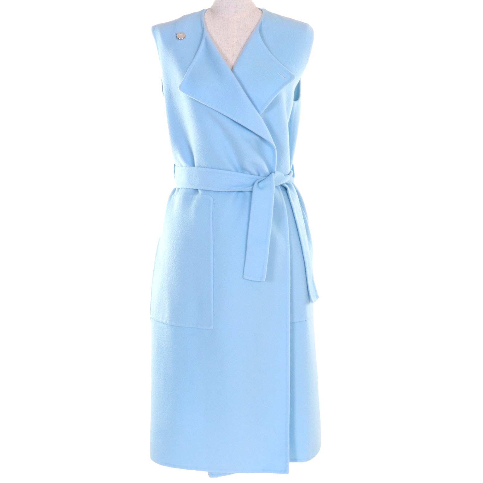 極美品 エルメス コート ライトブルー レディース 34