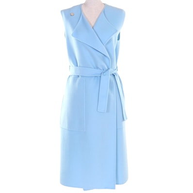 極美品 エルメス コート ライトブルー レディース 34