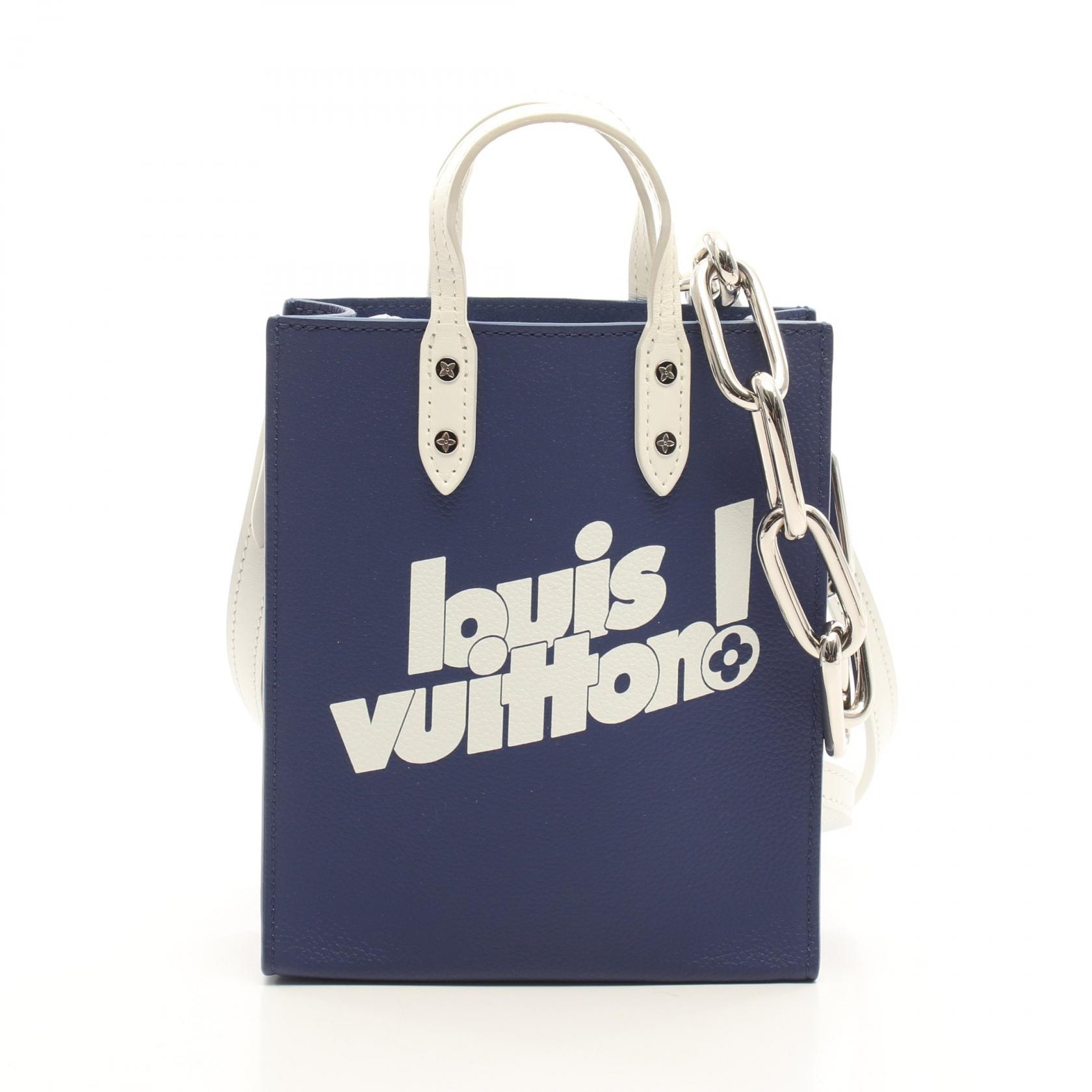ルイ・ヴィトン LOUIS VUITTON サック プラXS エブリデイLV 2WAY トートバッグ バッグ レザー レディース ネイビー系 / ホワイト系 M80841 【中古】