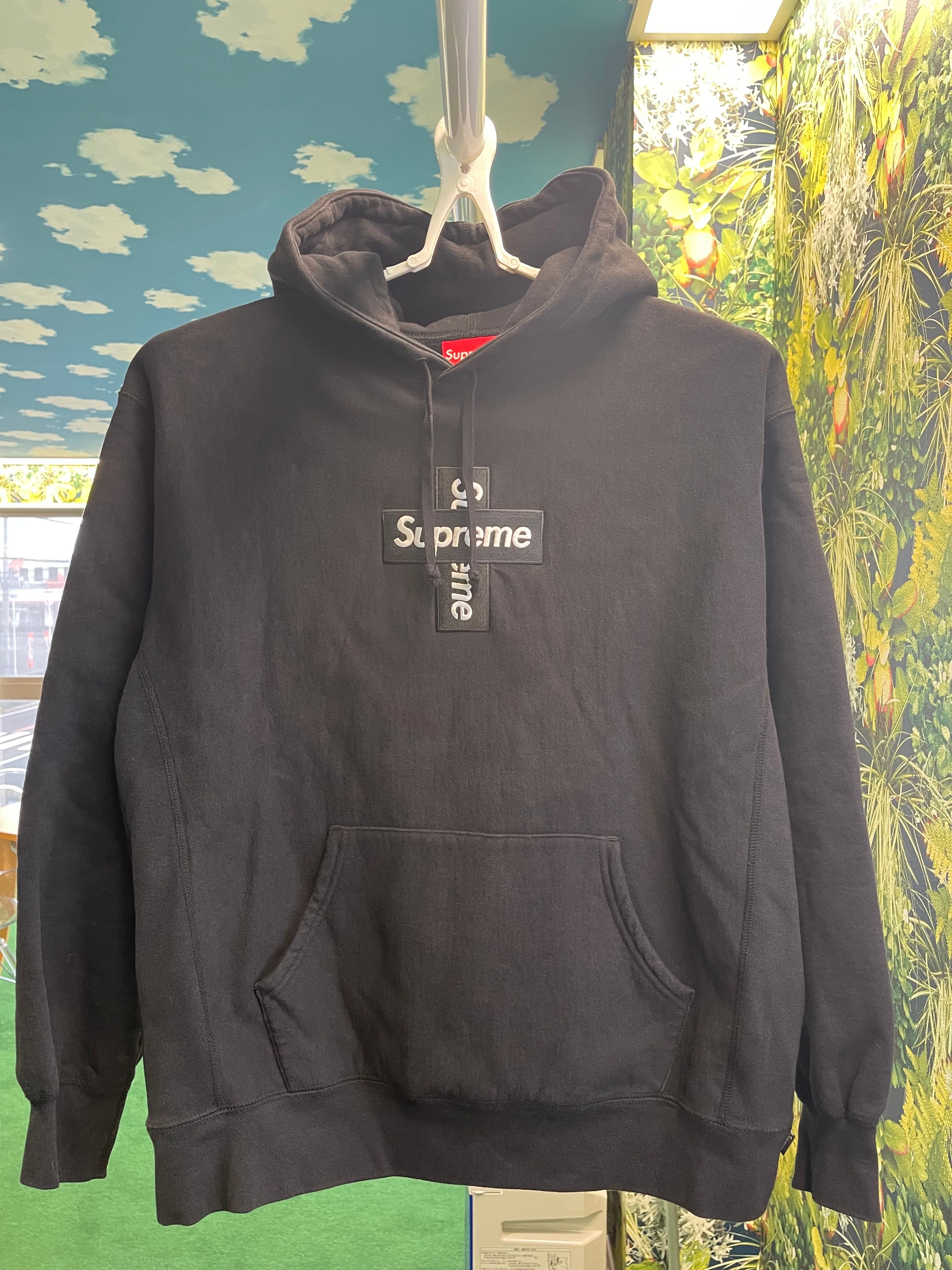 Supreme Cross Box Logo Hooded Sweatshirt "Black"