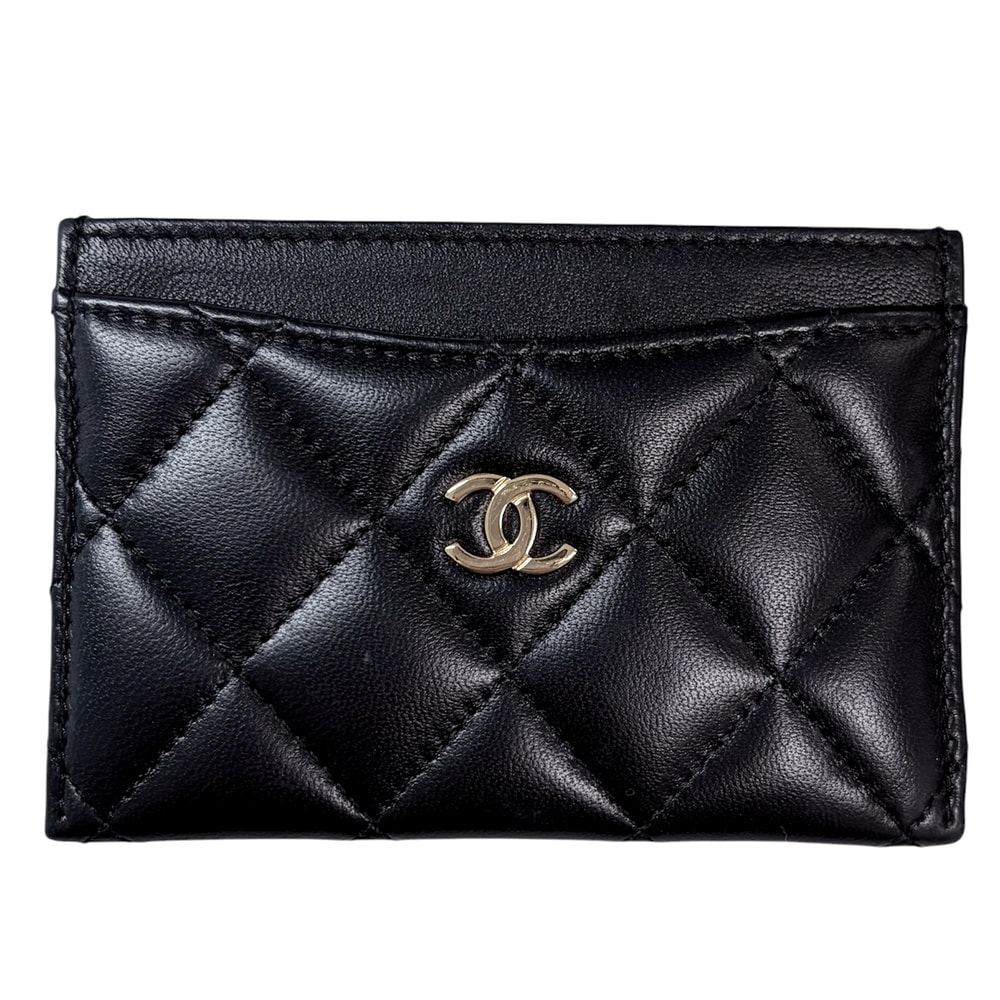 CHANEL シャネル カードケース ココマーク AP0213 ラムスキン    ブラック 黒 ゴールド金具 レディース【中古品】