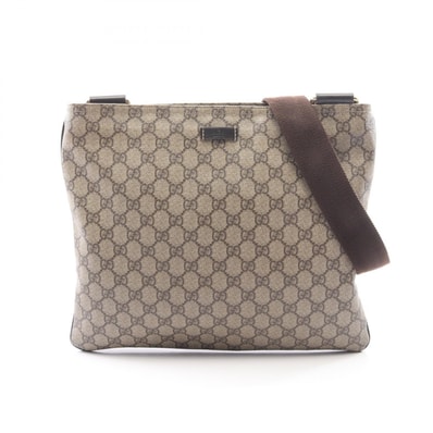 グッチ GUCCI GGスプリーム ショルダーバッグ バッグ PVCコーティングキャンバス レザー メンズ レディース ベージュ系 / ブラウン系 201446 【中古】
