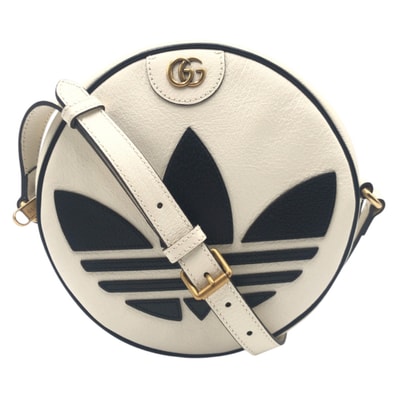 美品 GUCCI グッチ アディダスコラボ マーモント ホワイト ブラック 黒 レザー ショルダーバッグ 505599 【中古】