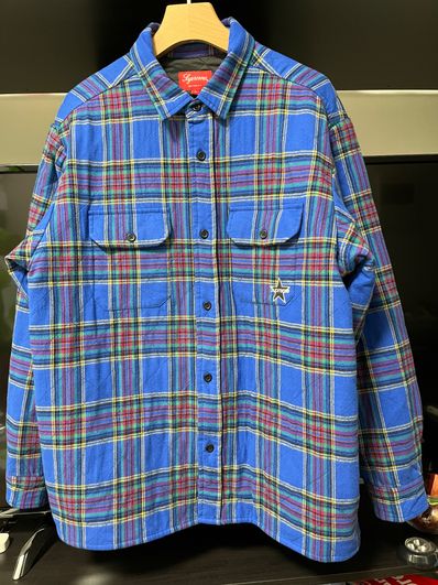 Supreme Quilted Plaid Flannel Shirt "Dusty Royal"