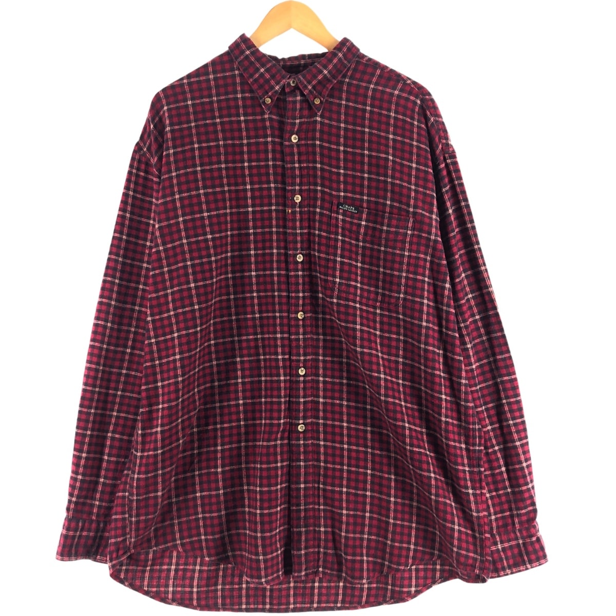 古着 90年代 ラルフローレン Ralph Lauren CHAPS チャップス 長袖 ボタンダウン ライトネルチェックシャツ メンズXL相当 ヴィンテージ/eaa534251