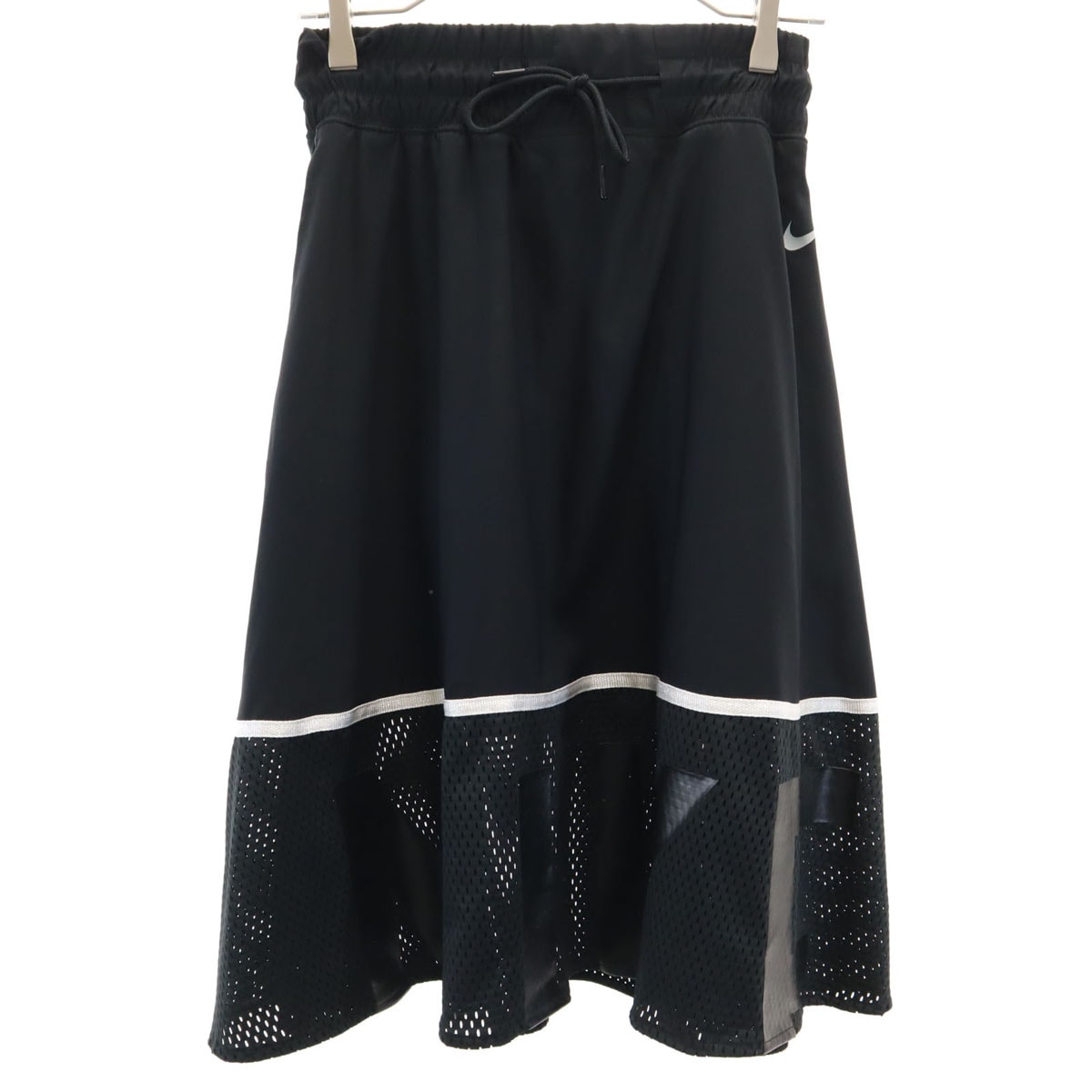 NIKE ナイキ ミモレ丈 メッシュ切替 フレアスカート XS ブラック