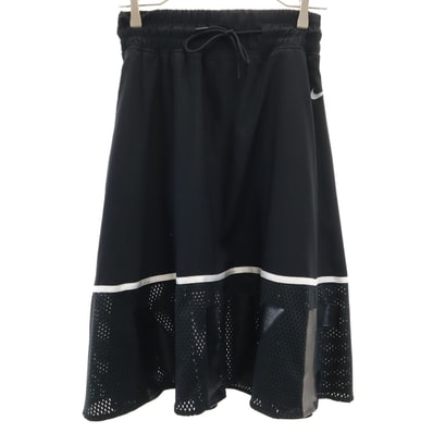 NIKE ナイキ ミモレ丈 メッシュ切替 フレアスカート XS ブラック