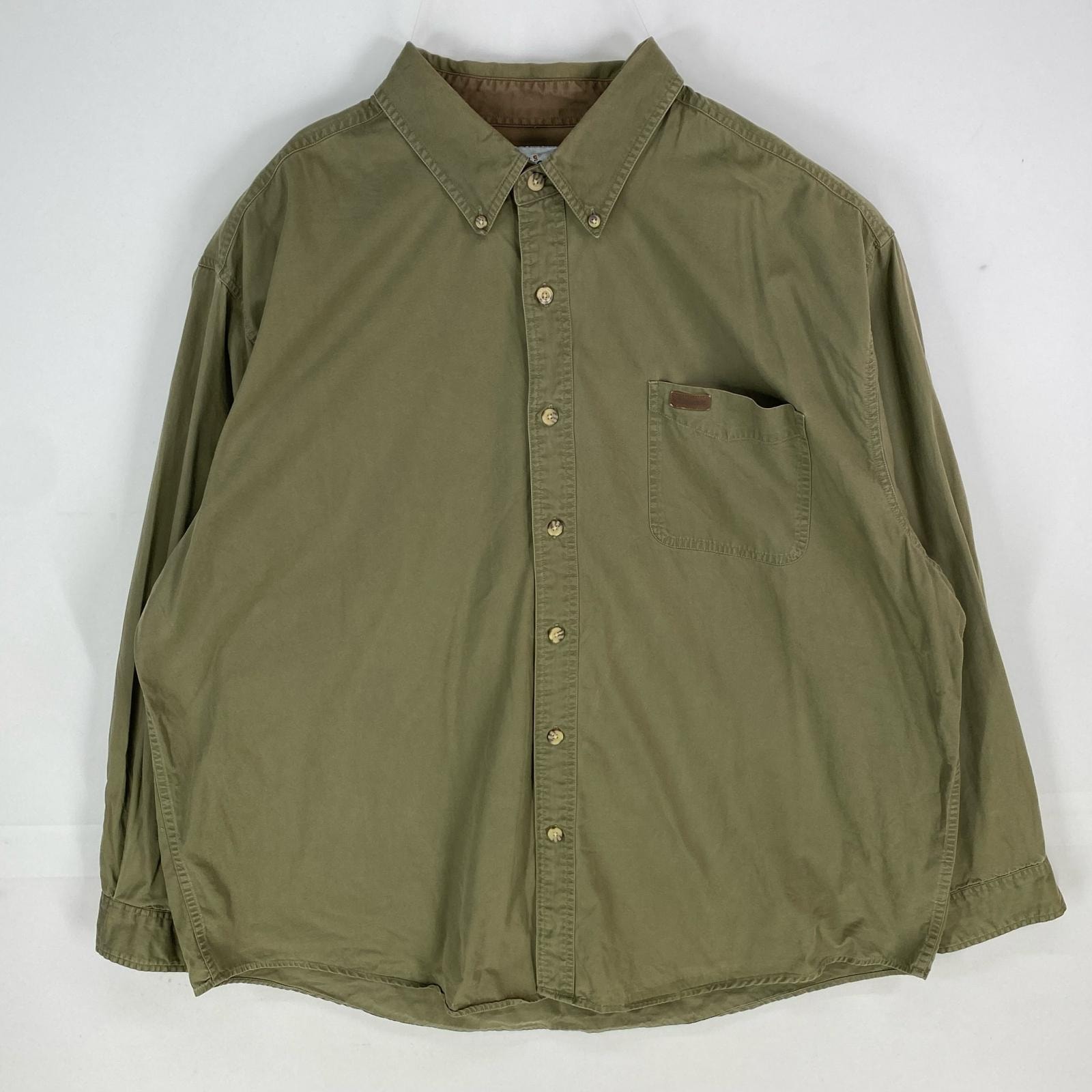 古着 カーハート Carhartt 長袖シャツ ボタンダウン 胸ポケット ワーク ロングスリーブ 2XL  カーキ系 メンズ