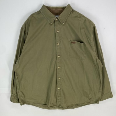 古着 カーハート Carhartt 長袖シャツ ボタンダウン 胸ポケット ワーク ロングスリーブ 2XL カーキ系 メンズ