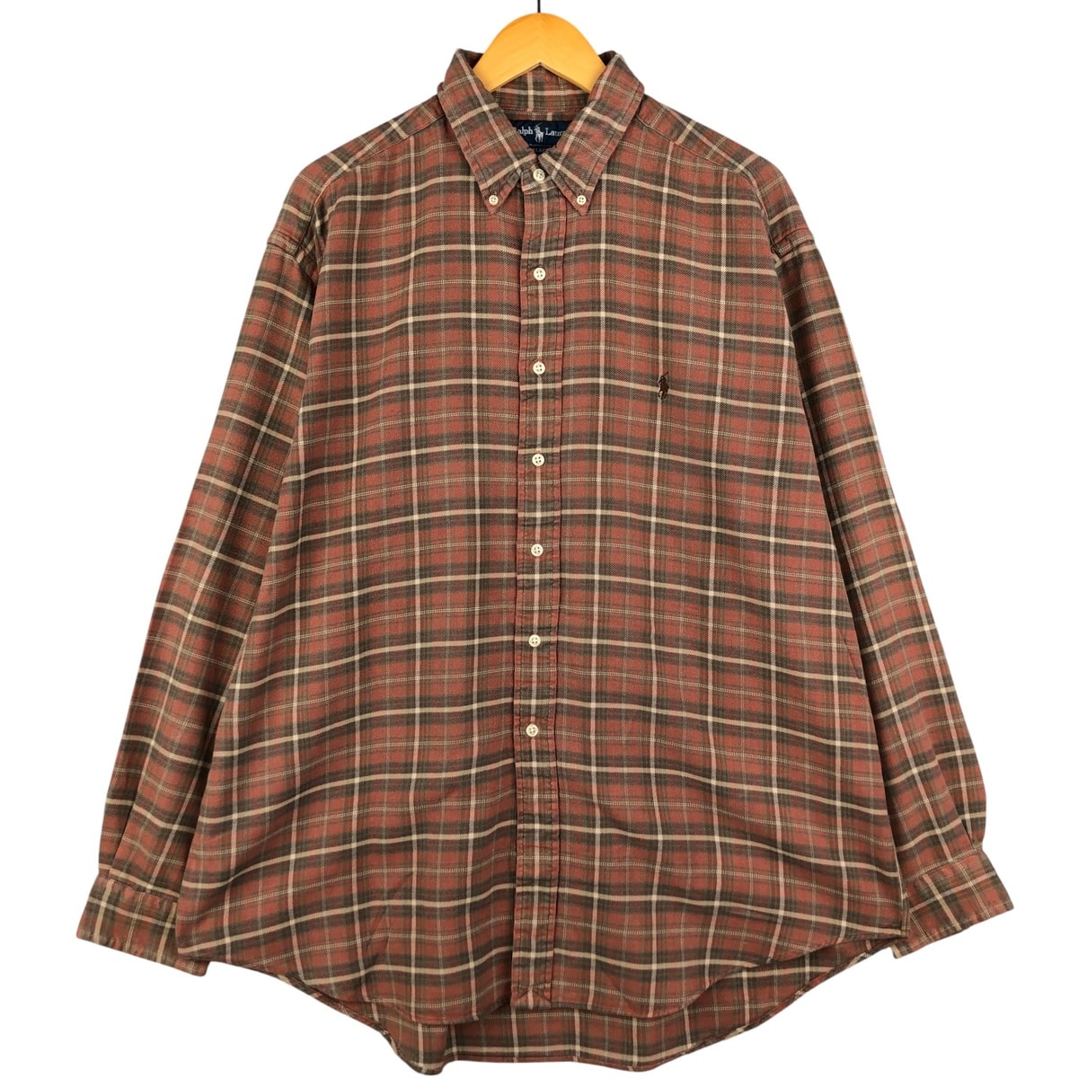 古着 ラルフローレン Ralph Lauren BLAKE 長袖 ボタンダウン ライトネルチェックシャツ メンズXL相当/eaa590552