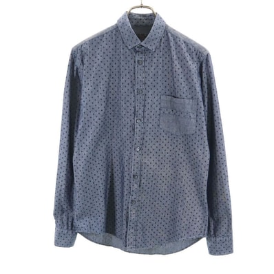 ZARA MAN ザラマン ドット柄 長袖 シャツ S ネイビー