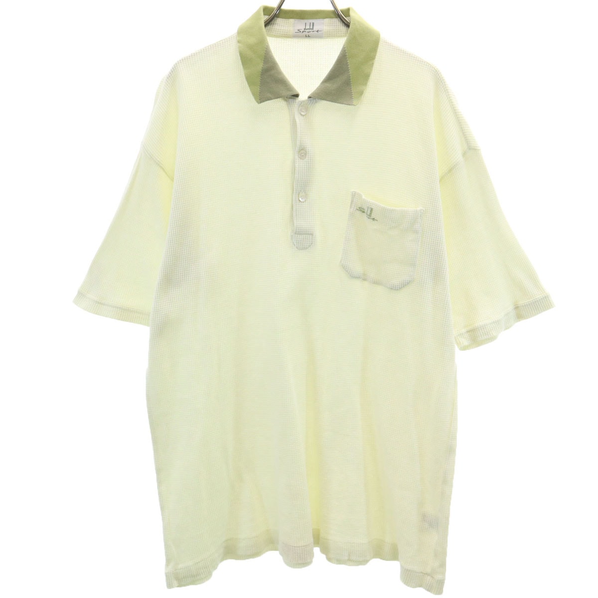 Dunhill SPORT ダンヒル スポーツ 半袖 ワッフル地 ポロシャツ LL ライム系