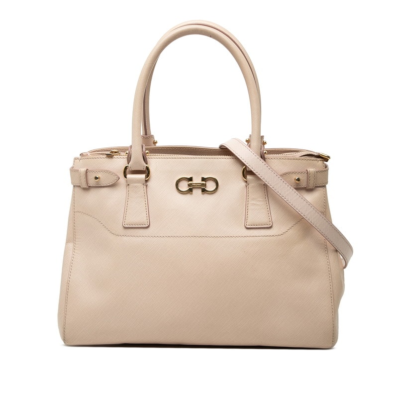 サルヴァトーレフェラガモ ガンチーニ ハンドバッグ ショルダーバッグ 2WAY ピンク レザー レディース Salvatore Ferragamo 【中古】