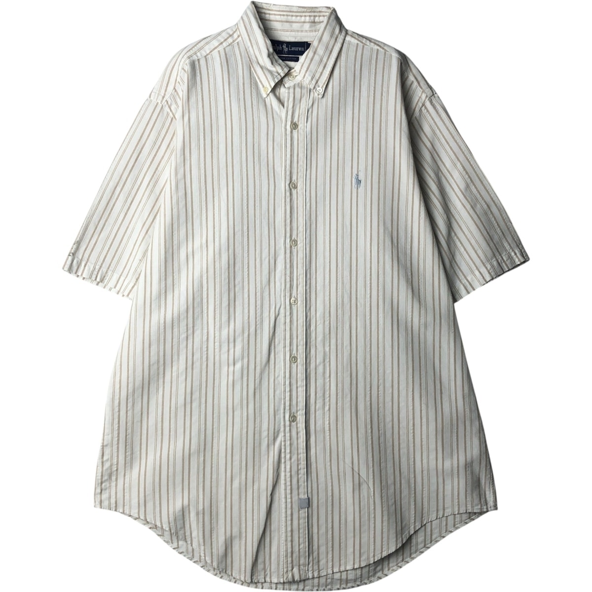 古着 ラルフローレン Ralph Lauren マルチストライプ 半袖 ボタンダウン ストライプシャツ メンズL相当/eaa640693
