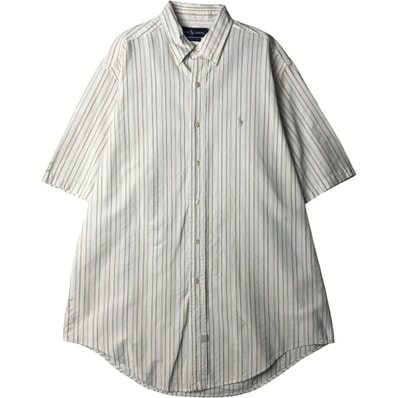 古着 ラルフローレン Ralph Lauren マルチストライプ 半袖 ボタンダウン ストライプシャツ メンズL相当/eaa640693
