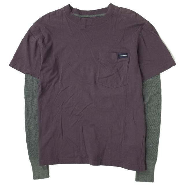 DESCENDANT ディセンダント 日本製 MILITIA LEYARD TEE サーマルレイヤードTシャツ 1 ボルドー/グレー 長袖 L/S ポケット ワッフル トップス g6705