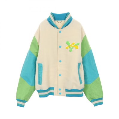 ルイ・ヴィトン LOUIS VUITTON レインボープレイグラウンドバーシティブルゾン スタジャン 衣料品 アウター ウール レザー メンズ ホワイト系 / ブルー系 / マルチカラー RM231 YC8 HOL63E 【中古】