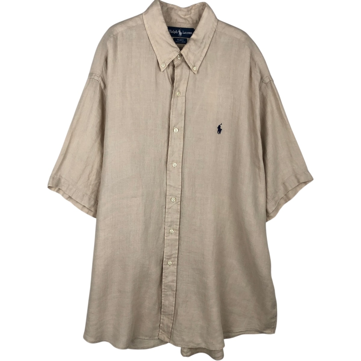 古着 ラルフローレン Ralph Lauren BLAKE 半袖 リネン ボタンダウンシャツ メンズXL相当/rab182077