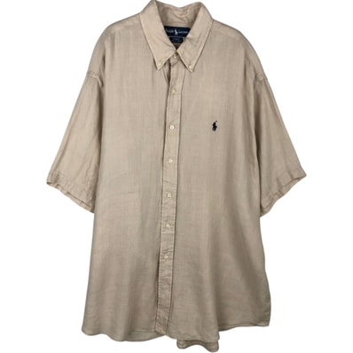 古着 ラルフローレン Ralph Lauren BLAKE 半袖 リネン ボタンダウンシャツ メンズXL相当/rab182077