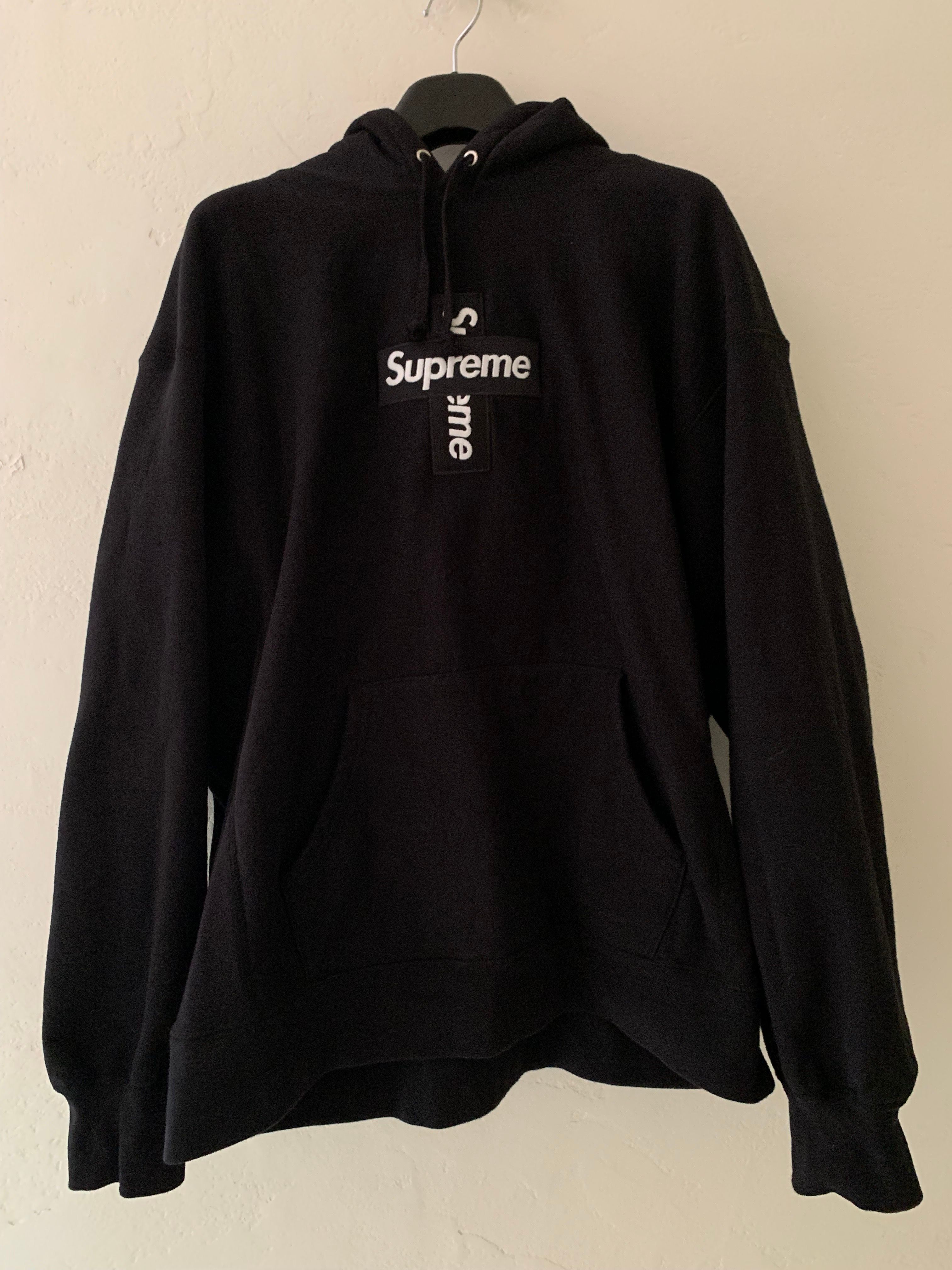 Supreme Cross Box Logo Hooded Sweatshirt "Black"