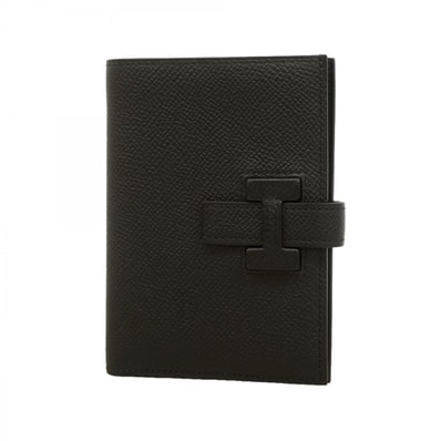 【6gb2296】エルメス 財布 Hパッサン ヴォーエプソン ブラック シルバー金具 K刻印【中古】メンズ レディース ユニセックス